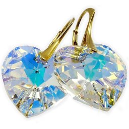 Pozlacené stříbrné náušnice srdce AB