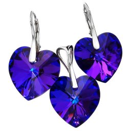 Stříbrná souprava srdce Heliotrope 18 mm