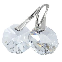 Stříbrné náušnice Octagon Crystal
