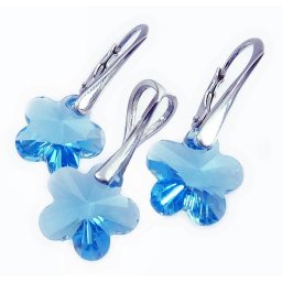 Stříbrná souprava kytičky Aquamarine 20 mm