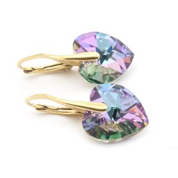 Pozlacené stříbrné náušnice srdce Vitrail Light