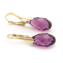 Pozlacené stříbrné náušnice Briolette Amethyst