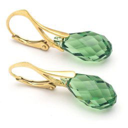 Pozlacené stříbrné náušnice Briolette Peridot