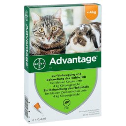 Advantage 40 proti blechám pro kočky do 4 kg - MULTIPACK 4x0,4 ml