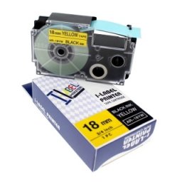 Kompatibilní páska s Casio XR-18YW1, 18mm x 8m černý tisk / žlutý podklad