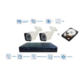 Bezpečnostní kamerový systém 2xkamera 720P s 20m IR a DVR + 1TB