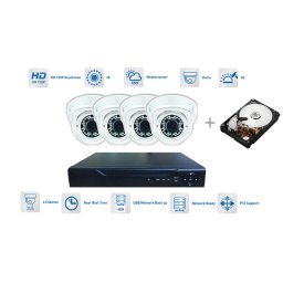 Kamerový set 4x kamera 720P s 30m IR a hybridní DVR + 1TB HDD