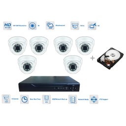 AHD Kamerový set 6x kamera 720P s 30m IR a hybridní DVR + 1TB