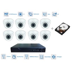 Kamerový set 8x kamera 720P s 30m IR a hybridní DVR + 1TB HDD