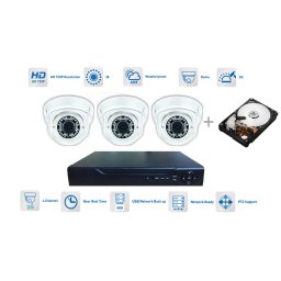 Kamery na dům: 3x kamera 720P s 30m IR a hybridní DVR + 1TB