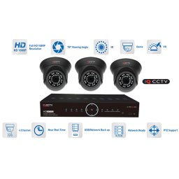 Kamerové sety AHD 3x kamera 1080P s 20m IR a hybridní DVR