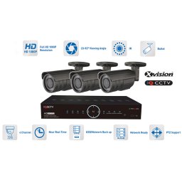 Špičkový kamerový set - 3x bullet kamera 1080P + 40m IR a DVR