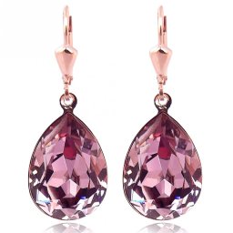 Náušnice Rose Gold Pear Antique Pink