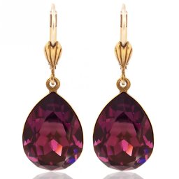 Pozlacené náušnice Pear Amethyst