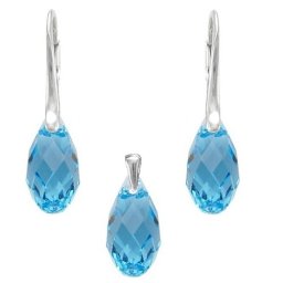 Stříbrná souprava Briolette Aquamarine 13 mm