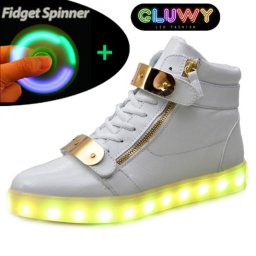 Blikající Tenisky LED - Gluwy bílozlaté