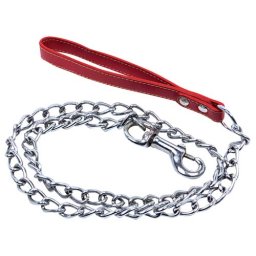 TP Vodítko kovové Chain leashe, držadlo kůže 4,0mm/110cm