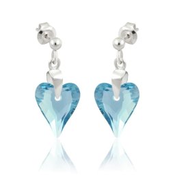 Stříbrné visací náušnice Wild Heart Aquamarine