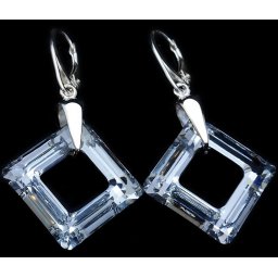 Stříbrné visací náušnice Square Ring CAL