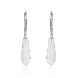 Stříbrné visací náušnice Pure Drop Crystal
