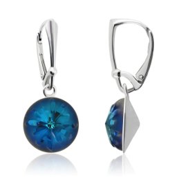 Stříbrné visací náušnice Sea Urchin Bermuda Blue