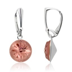 Stříbrné visací náušnice Sea Urchin Blush Rose