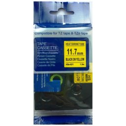 Kompatibilní páska s Brother HSe-631 11,7mm x 1,5m, černý tisk / žlutý podklad