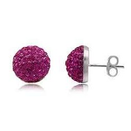 Stříbrné náušnice pecky Dark Pink 10mm