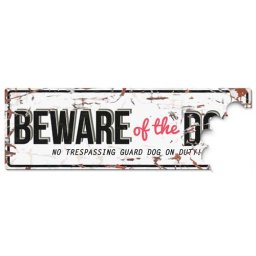 EBI D&D Kovová tabulka BEWARE OF THE DOG 40x0,17x13,5cm bílé s červeným
