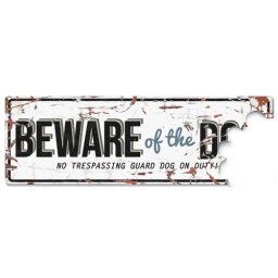 EBI D&D Kovová tabuľa BEWARE OF THE DOG 40x0,17x13,5cm bílé s modrým