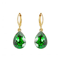 Pozlacené náušnice Pear Fern Green