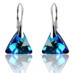Stříbrné náušnice Triangle Bermuda Blue