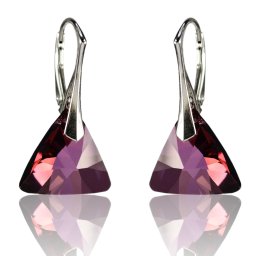 Stříbrné náušnice Triangle Lilac