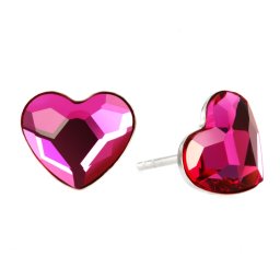 Stříbrné puzetové náušnice srdce Fuchsia