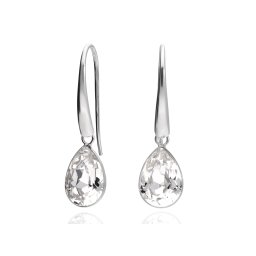 Stříbrné visací náušnice Pear Crystal