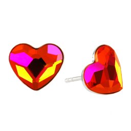 Stříbrné puzetové náušnice srdce Astral Pink