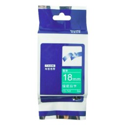 Kompatibilní páska s Brother TZ-745/TZe-745, 18mm x 8m, bílý tisk/zelený podklad