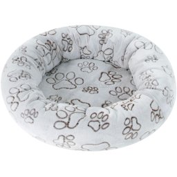 Pelíšek Amélie Deluxe 50 cm STŘEDNÍ světle šedý s hnědými tlapkami