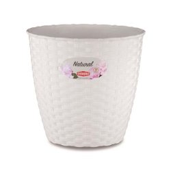 STEFANPLAST Krémový plastový květináč Rattan - průměr 14cm