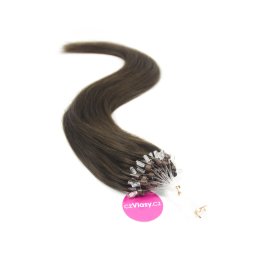 Indické vlasy na metodu micro-ring odstín 2 Délka: 60 cm, Hmotnost: 1 g/pramínek, REMY