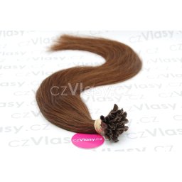 Indické vlasy na metodu keratin odstín 4 Délka: 40 cm, Hmotnost: 0,8 g/pramínek, REMY