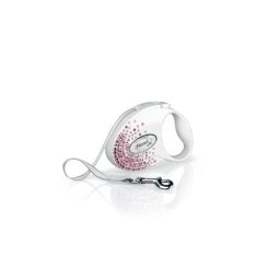 flexi Glam Splash Pink popruh S 3m bílé 12kg SWAROVSKI®