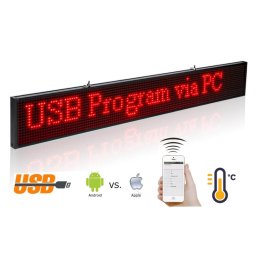 LED tabule s běžícím textem WIFI - červená 82 cm x 9,6 cm