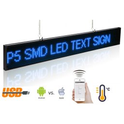 LED displej s běžícím textem wifi - 66 cm x 9,6 cm - modrý
