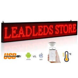 Textová led tabula s podporou iOS a Android 66 cm x 9,6 cm - červená