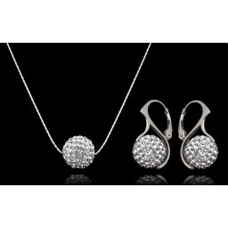 Stříbrná souprava Ball Crystal + řetízek