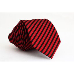 Pánská červená slim kravata s proužky - 6 cm