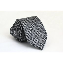 Pánská černá slim kravata s proužky - 6 cm