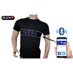 LED tričko GLUWY s programovatelným textem přes Smartphone