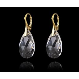 Pozlacené stříbrné náušnice Pear Crystal